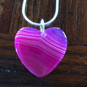 Pink and Purple Striped Agate Pendant Necklace